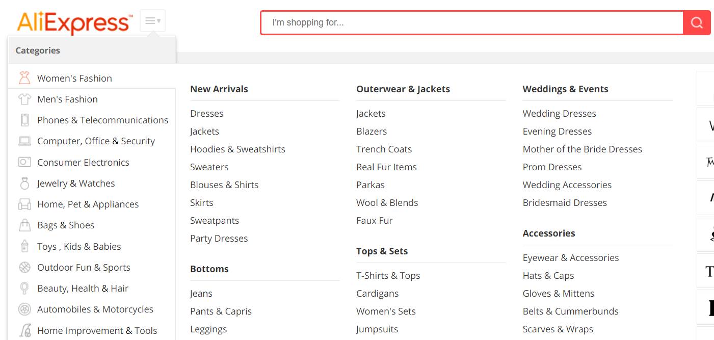 List of AliExpress Dropshipping Categories - Dropshipping